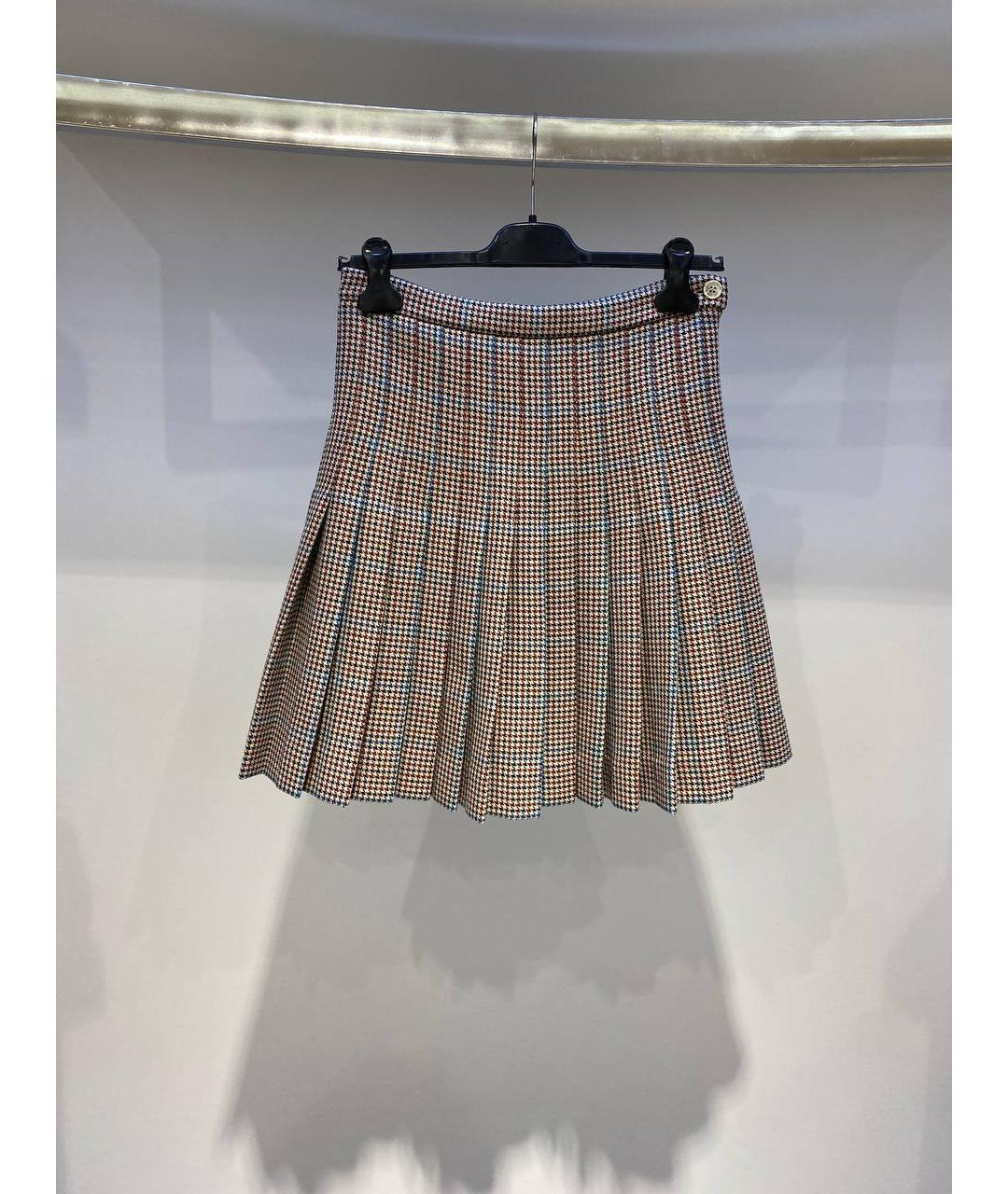 OFF-WHITE Бежевая шерстяная юбка мини, фото 3