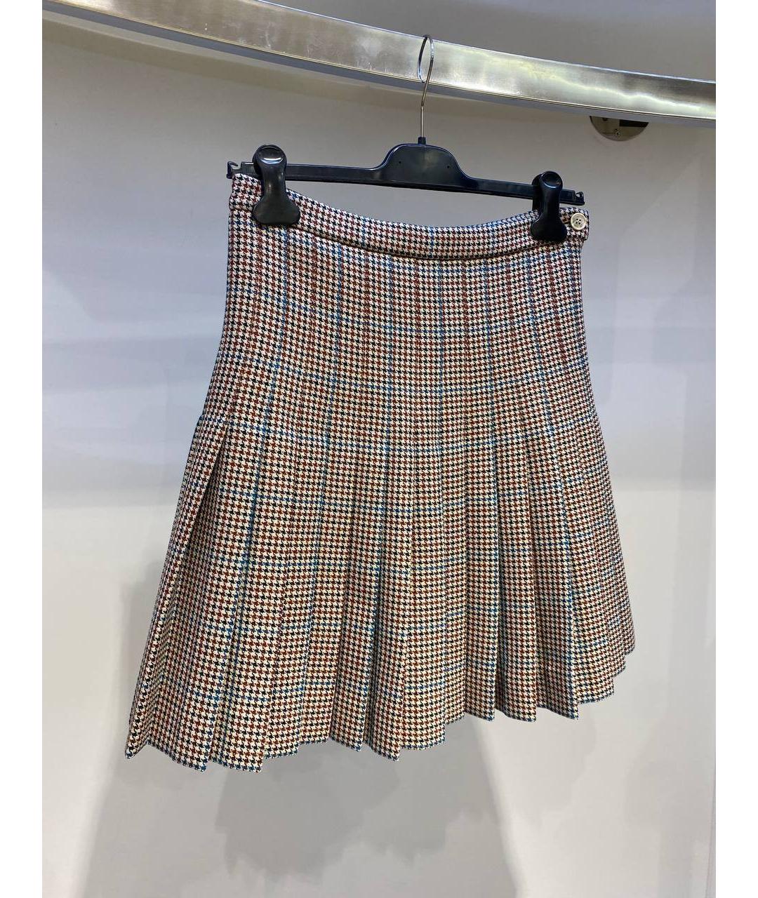 OFF-WHITE Бежевая шерстяная юбка мини, фото 2