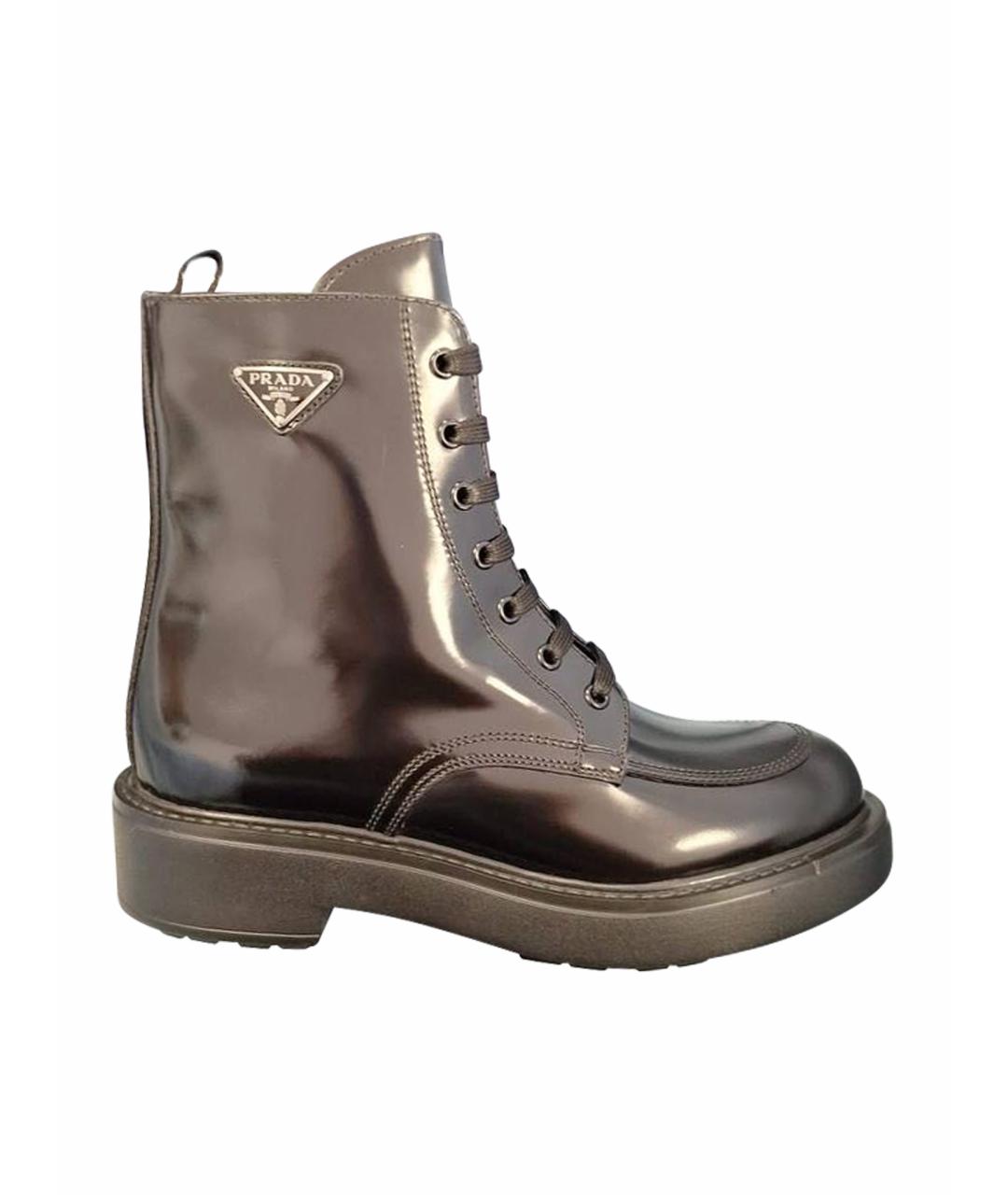 PRADA Черные ботинки из лакированной кожи, фото 1