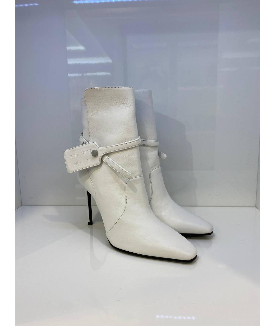 OFF-WHITE Белые кожаные ботинки, фото 2