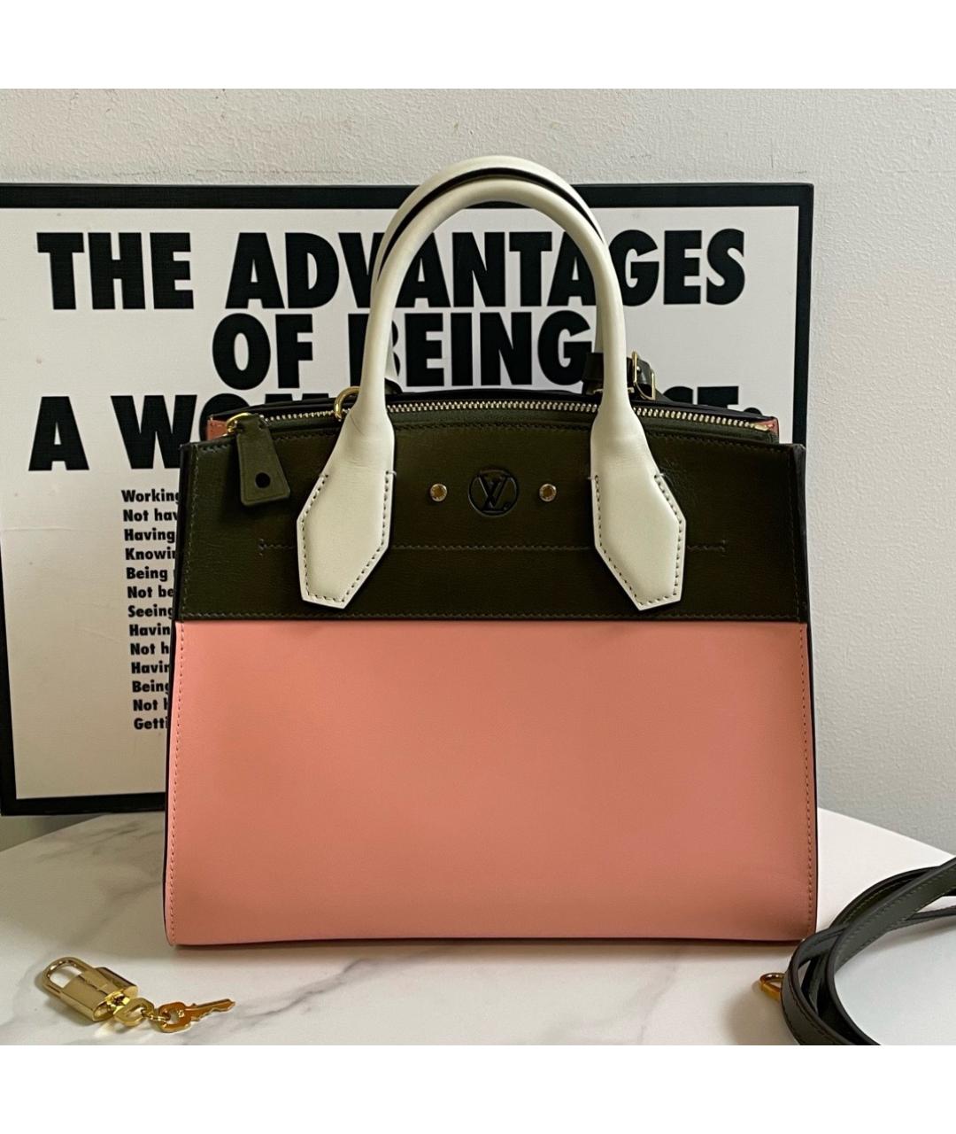 LOUIS VUITTON Коралловая кожаная сумка тоут, фото 3