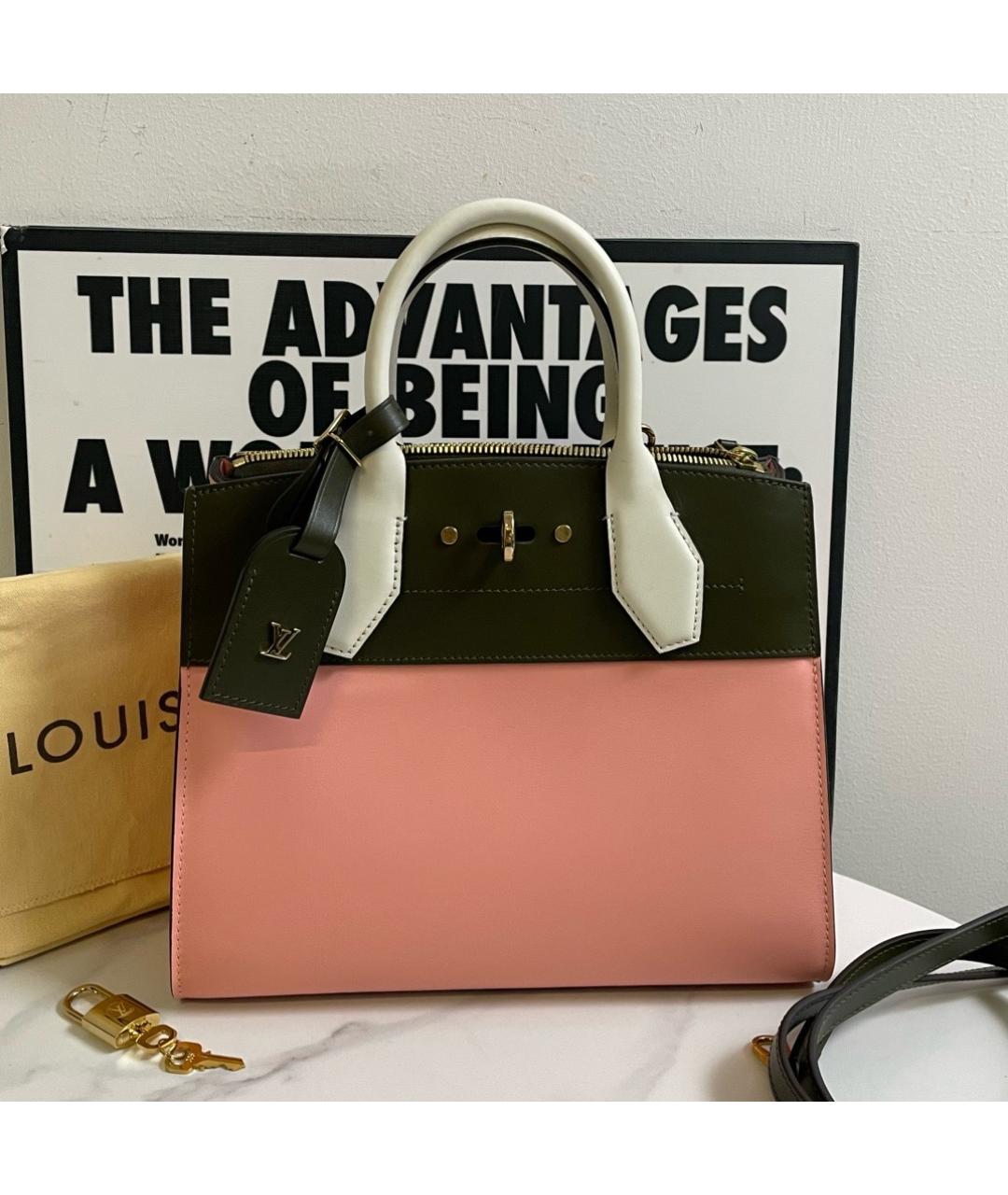 LOUIS VUITTON Коралловая кожаная сумка тоут, фото 8