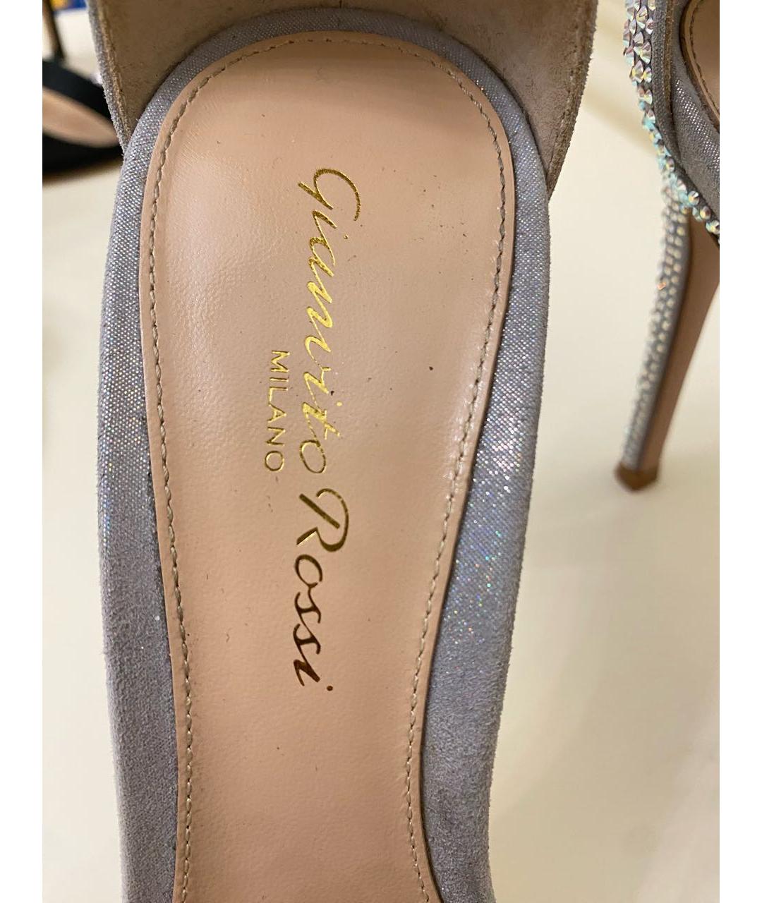 GIANVITO ROSSI Серебряные босоножки, фото 8