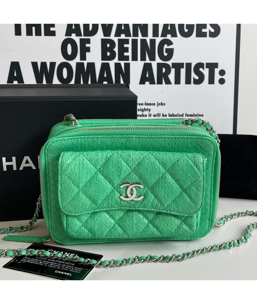 CHANEL Зеленая кожаная сумка через плечо, фото 8