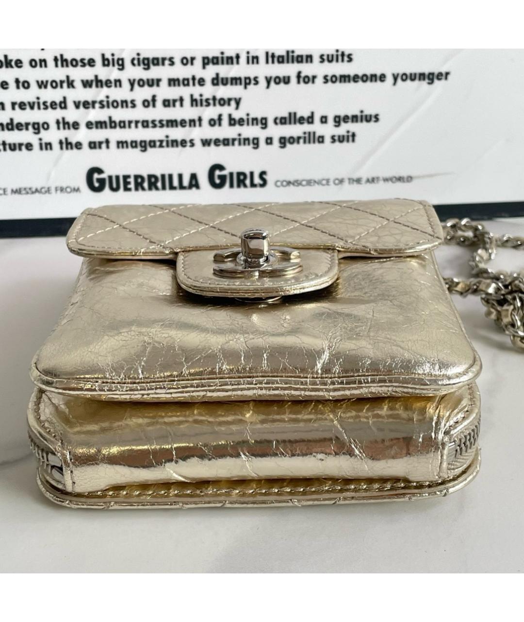 CHANEL Золотая кожаная сумка через плечо, фото 4