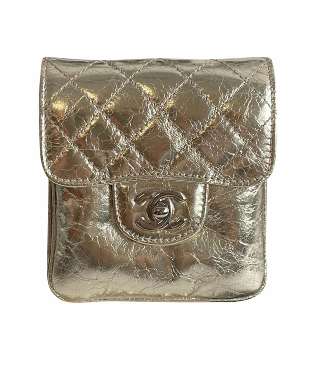 CHANEL Золотая кожаная сумка через плечо, фото 1