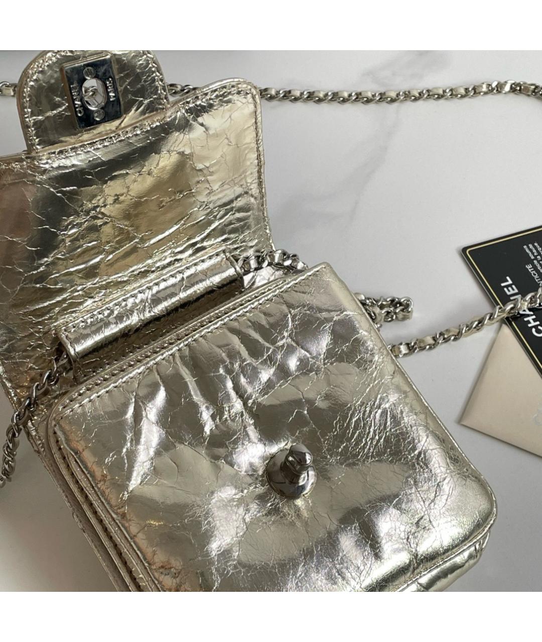 CHANEL Золотая кожаная сумка через плечо, фото 7