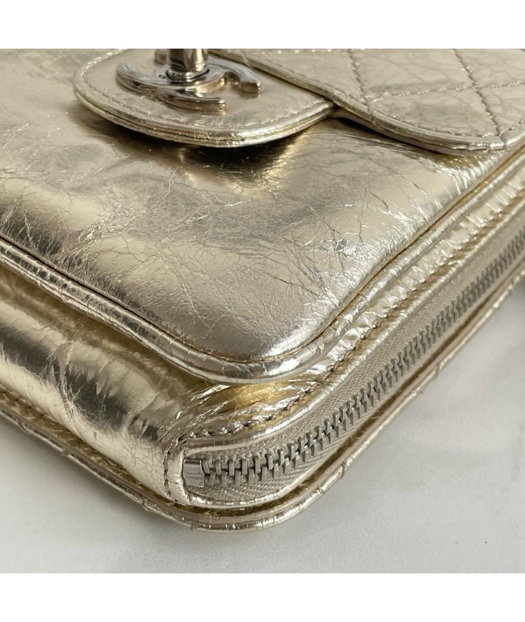 CHANEL Золотая кожаная сумка через плечо, фото 6