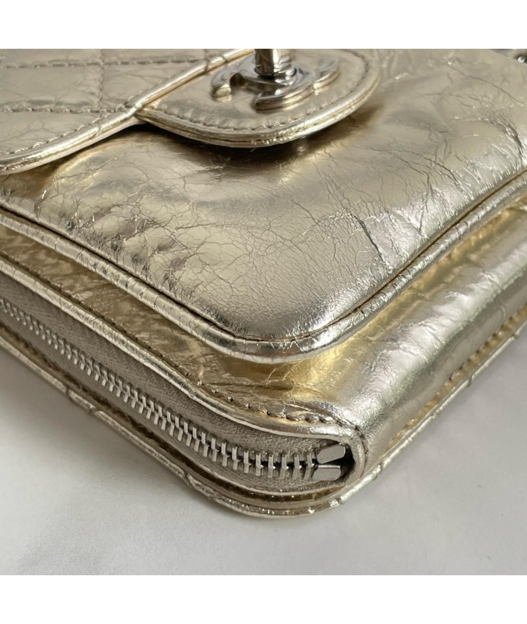 CHANEL Золотая кожаная сумка через плечо, фото 5