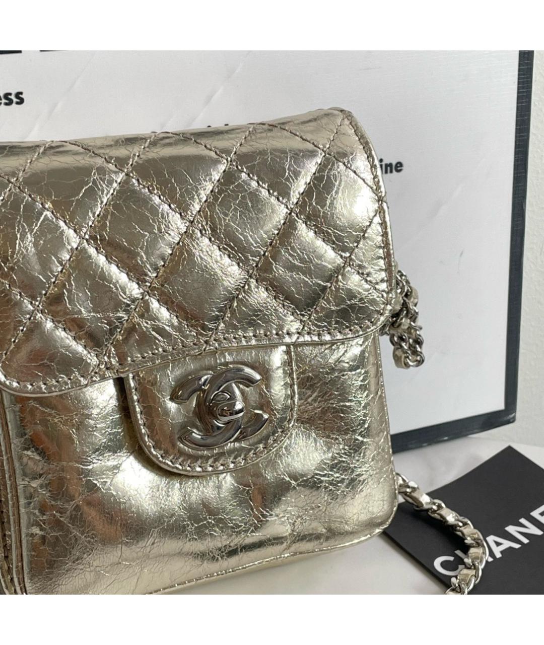 CHANEL Золотая кожаная сумка через плечо, фото 2