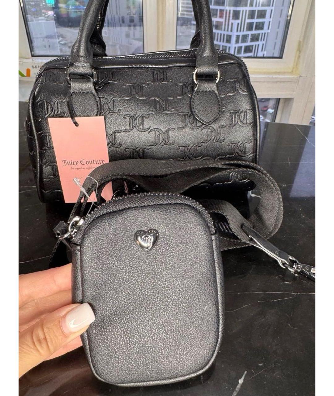 JUICY COUTURE Черная сумка с короткими ручками из искусственной кожи, фото 6