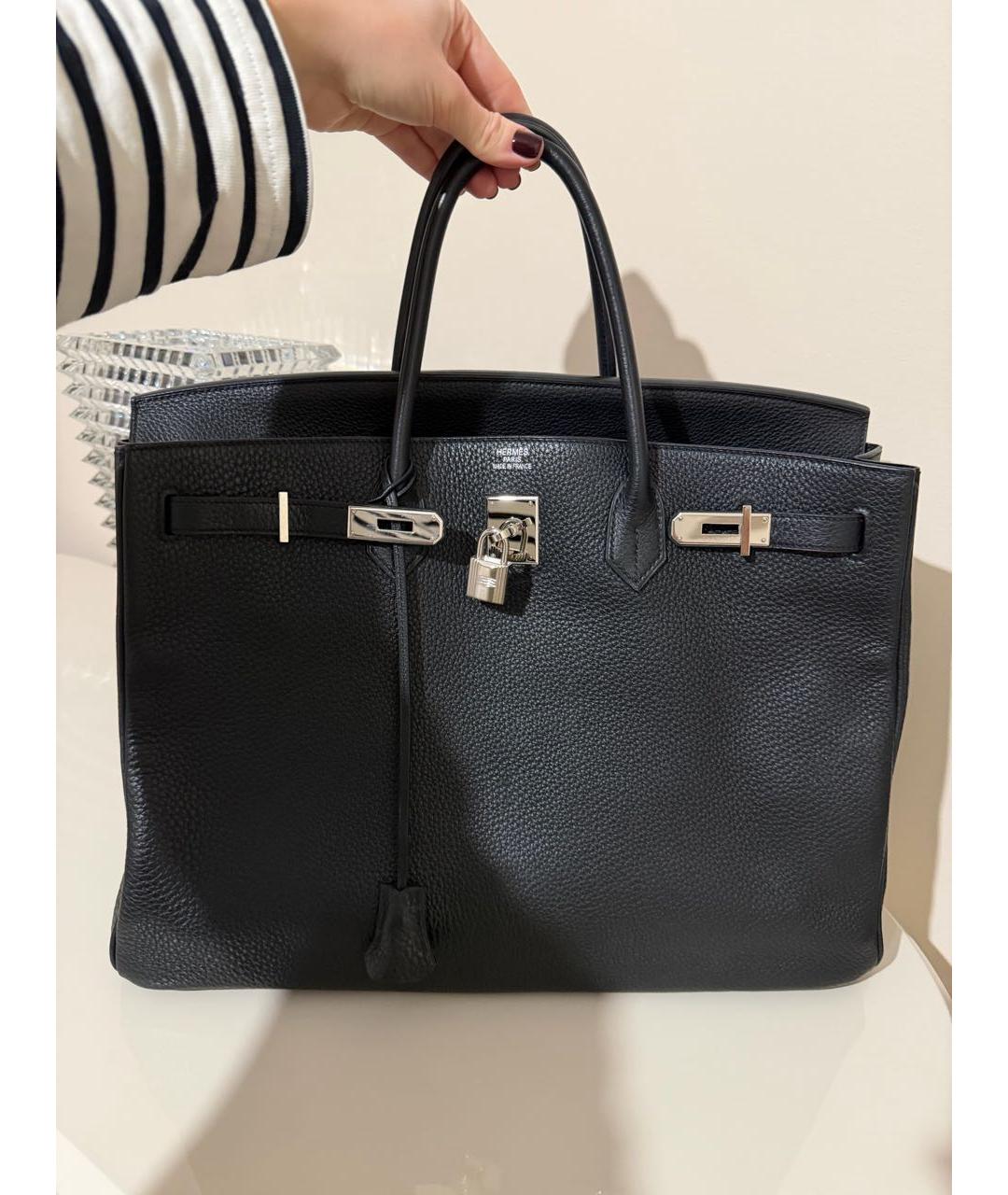 HERMES Черная кожаная сумка с короткими ручками, фото 2