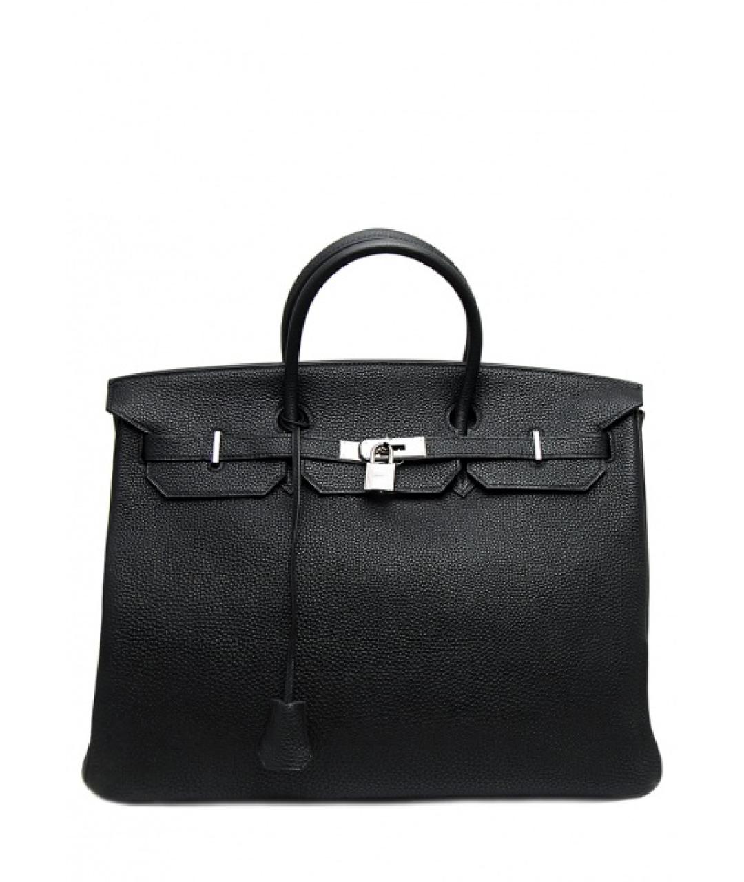 HERMES Черная кожаная сумка с короткими ручками, фото 1