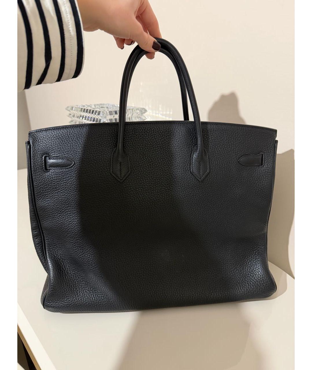 HERMES Черная кожаная сумка с короткими ручками, фото 4