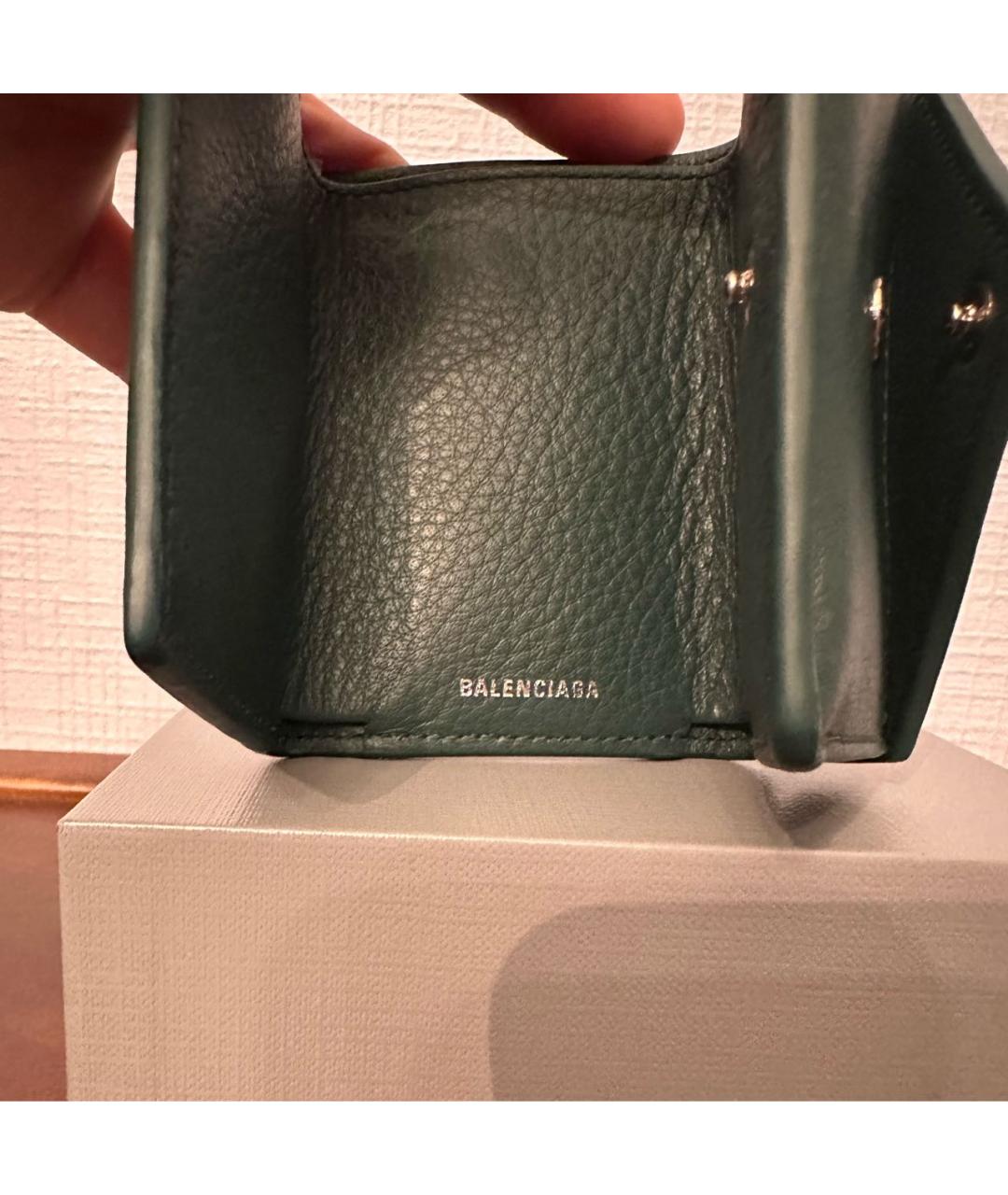 BALENCIAGA Зеленый кожаный кошелек, фото 6