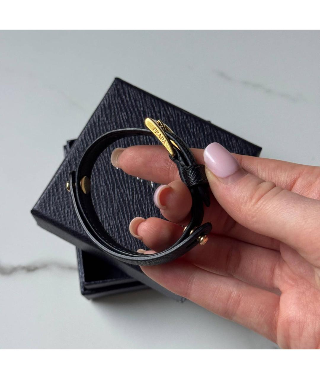 PRADA Черный кожаный браслет, фото 4