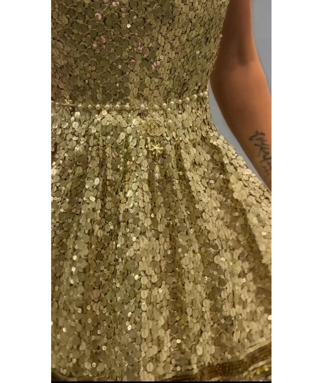 RED VALENTINO Золотое полиамидовое вечернее платье, фото 7