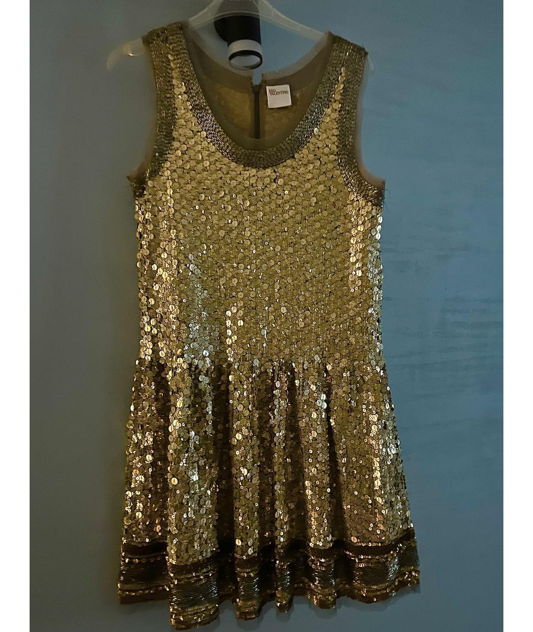 RED VALENTINO Золотое полиамидовое вечернее платье, фото 9