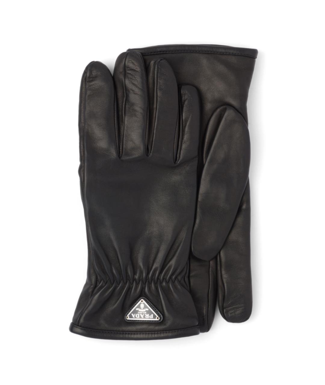 PRADA Черные кожаные перчатки, фото 1