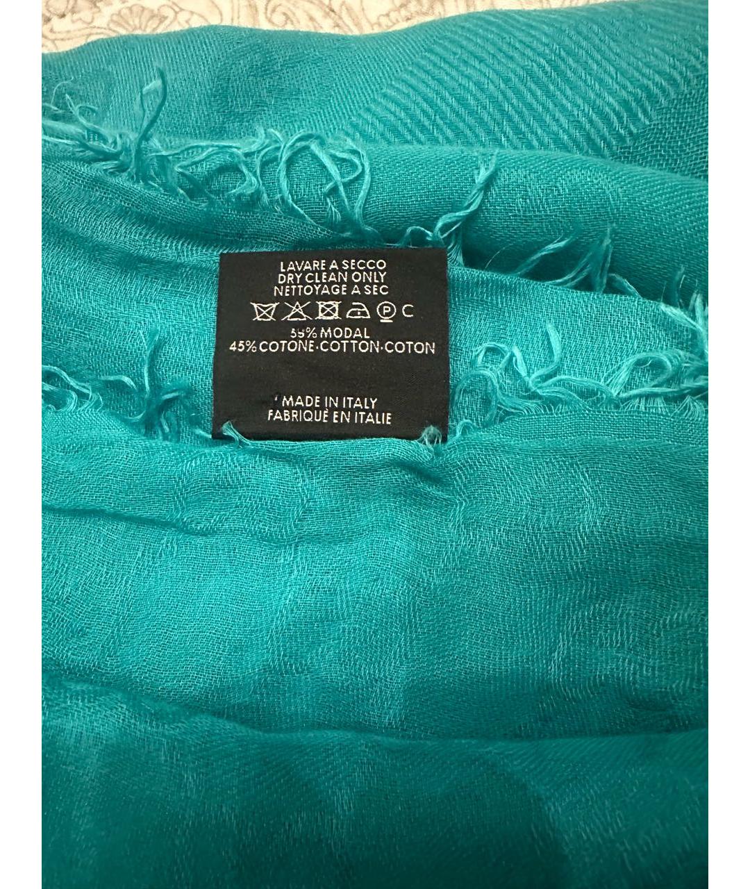 GUCCI Бирюзовый хлопковый платок, фото 2