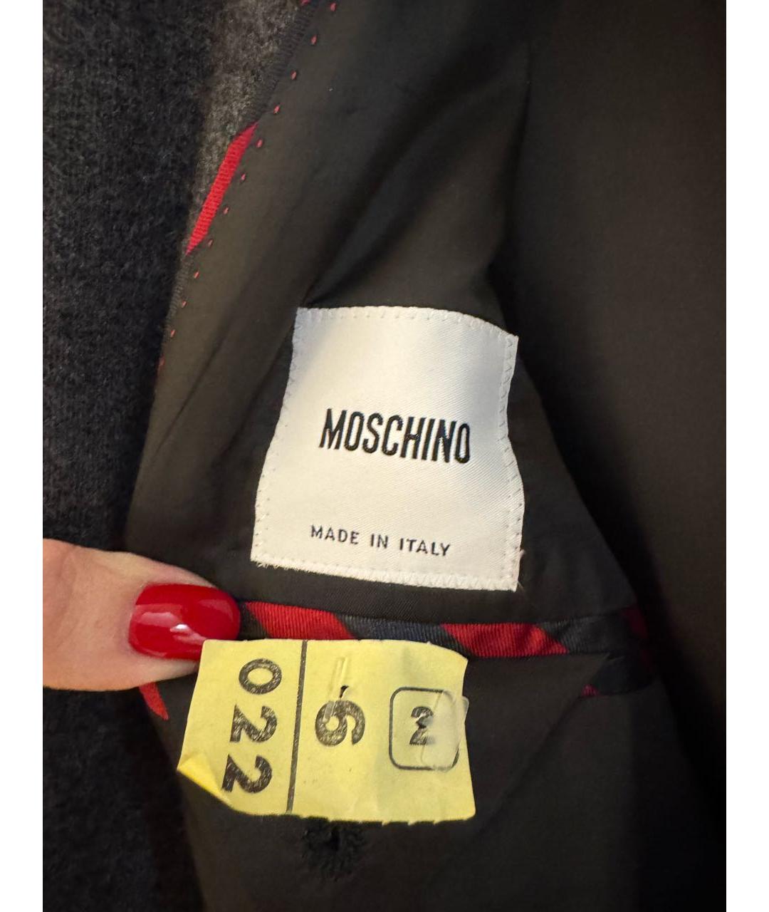 MOSCHINO Серое шерстяное пальто, фото 3