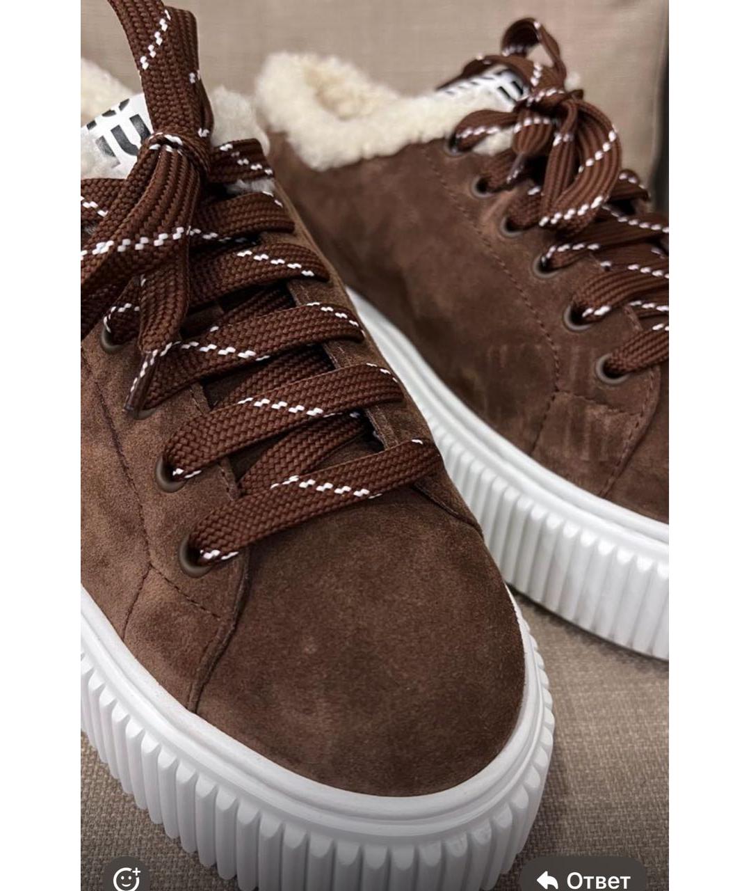 MIU MIU Коричневые замшевые кеды, фото 3