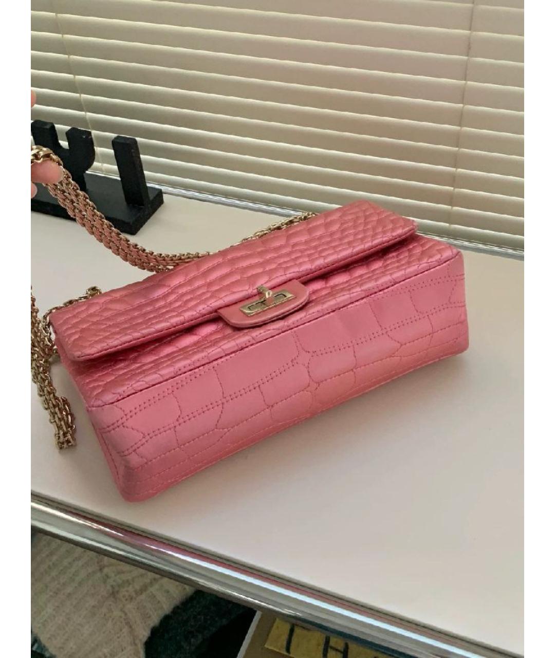 CHANEL Розовая кожаная сумка с короткими ручками, фото 5