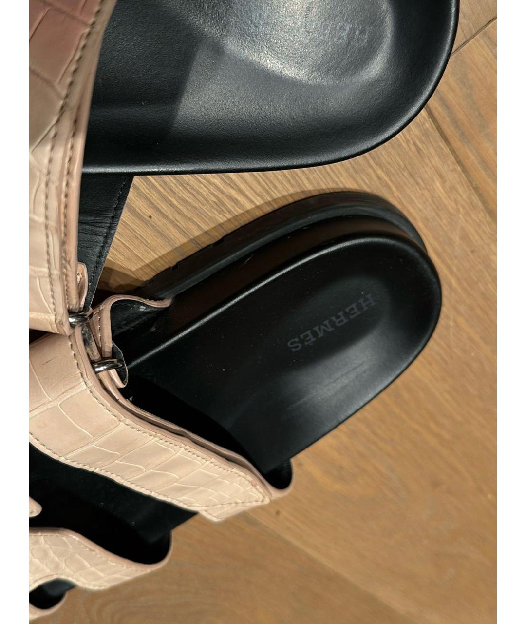 HERMES Розовые шлепанцы из экзотической кожи, фото 3