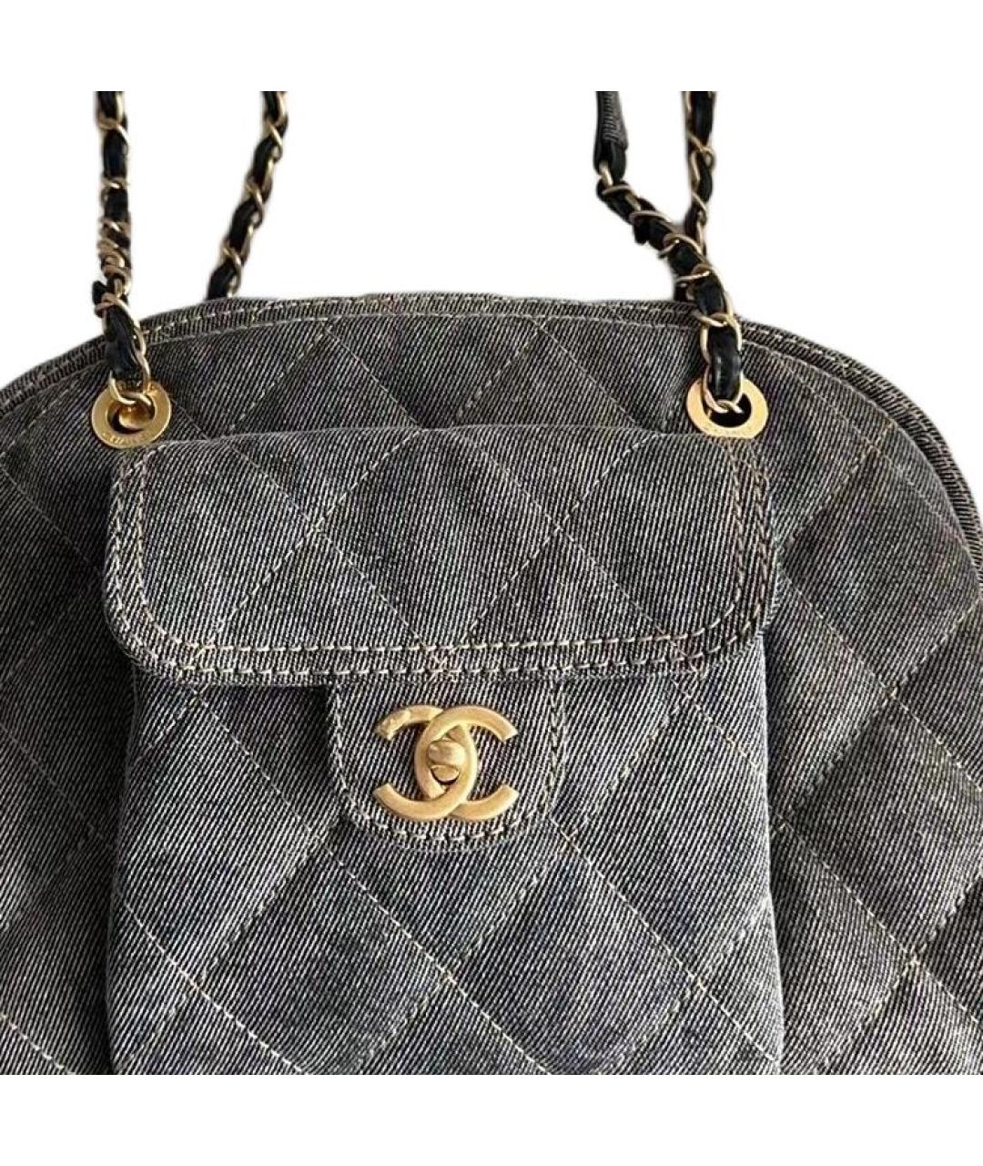 CHANEL Серая деним сумка тоут, фото 4