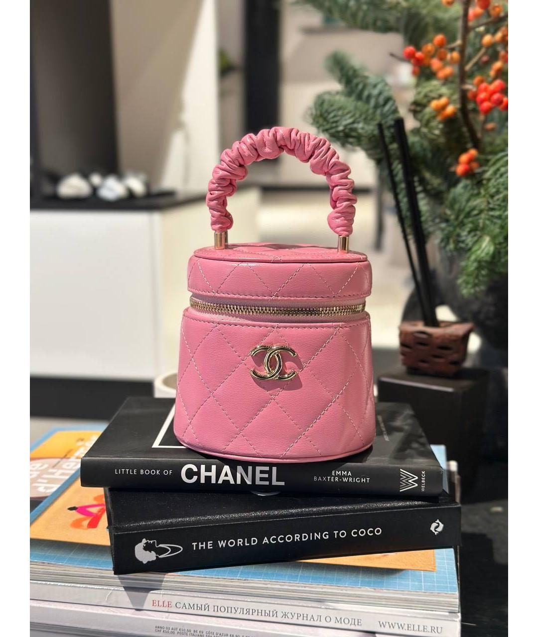 CHANEL Розовая кожаная сумка с короткими ручками, фото 9
