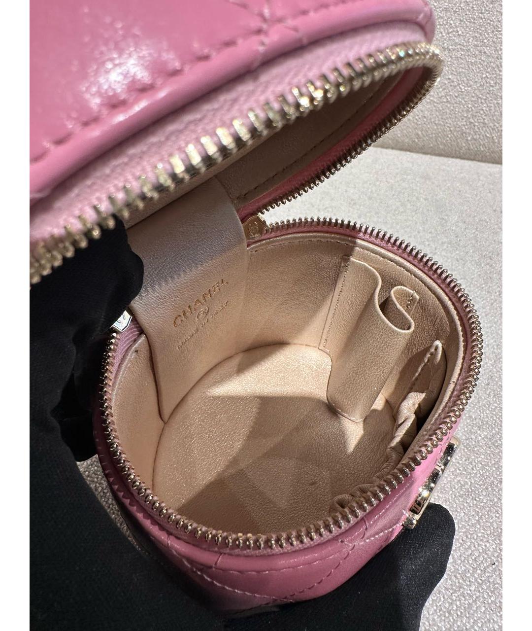 CHANEL Розовая кожаная сумка с короткими ручками, фото 8