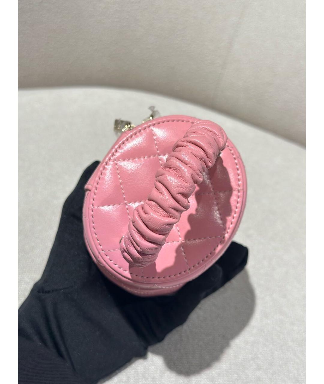 CHANEL Розовая кожаная сумка с короткими ручками, фото 6