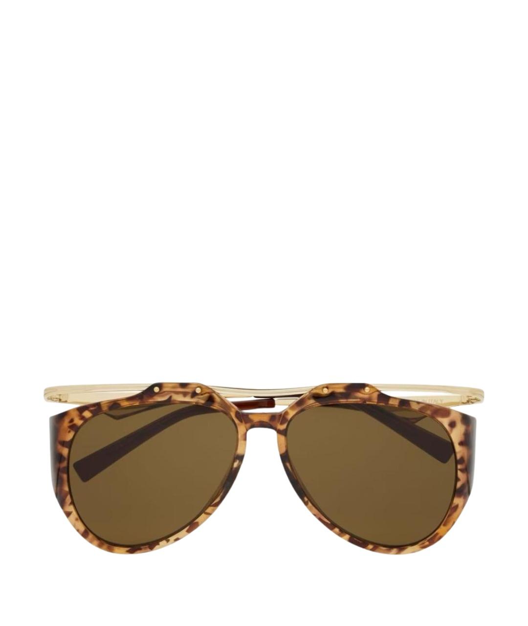 SAINT LAURENT Коричневые металлические солнцезащитные очки, фото 1