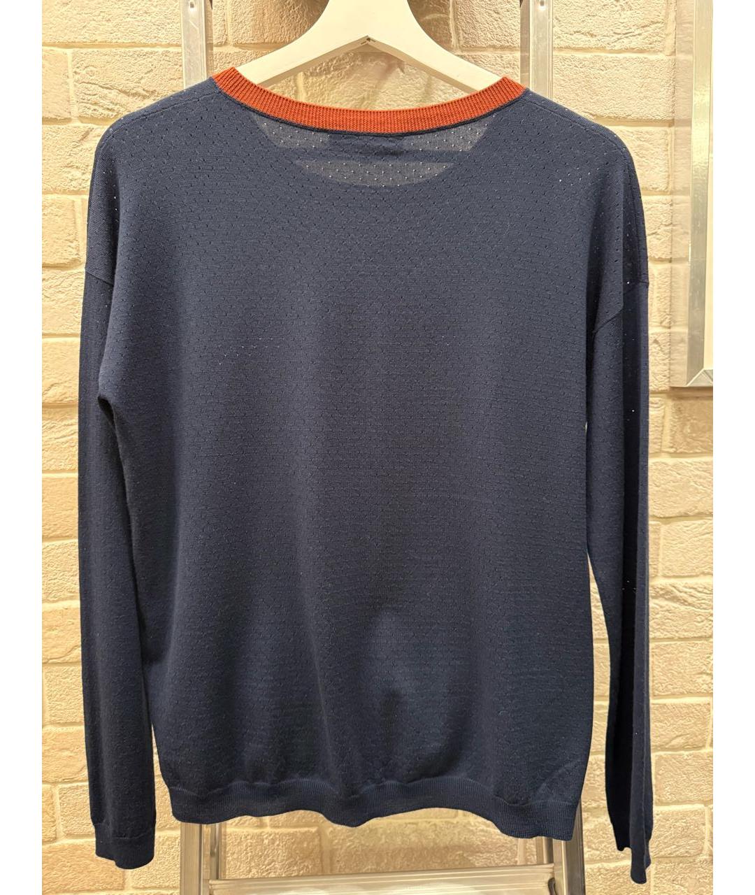 LORO PIANA Темно-синий шерстяной джемпер / свитер, фото 2