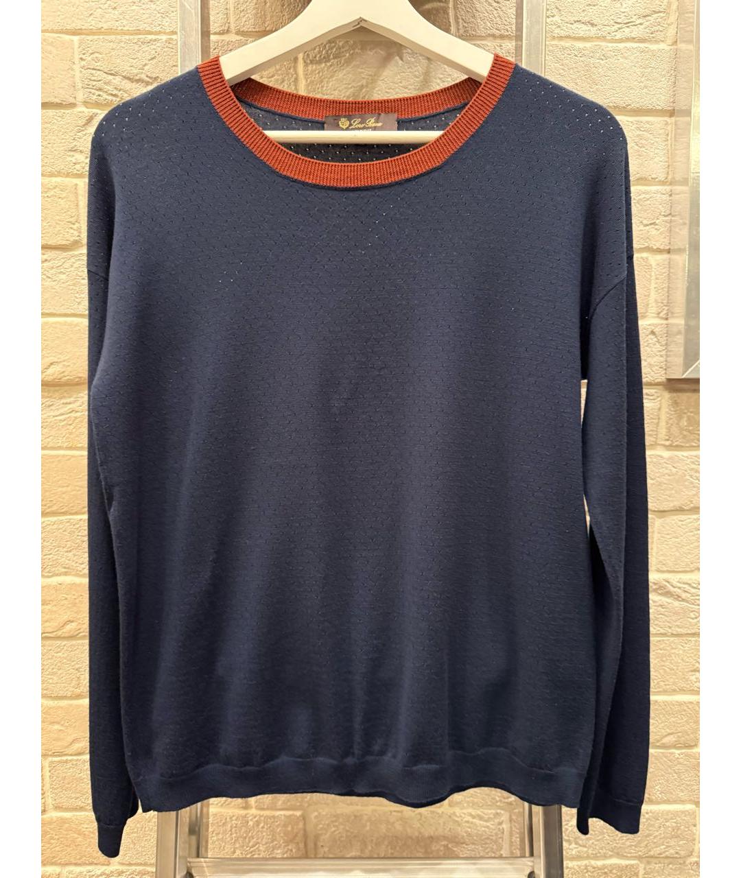 LORO PIANA Темно-синий шерстяной джемпер / свитер, фото 9
