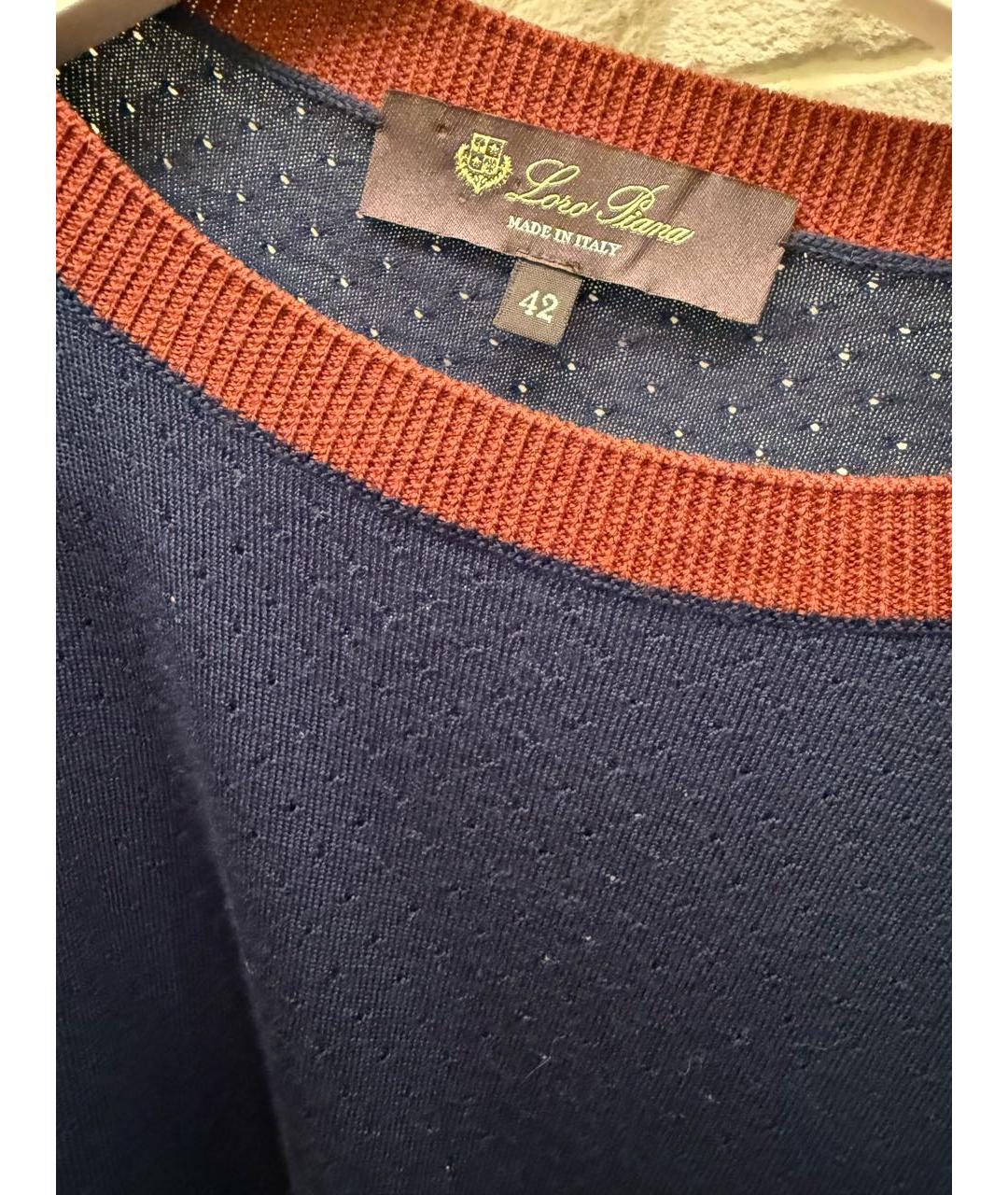 LORO PIANA Темно-синий шерстяной джемпер / свитер, фото 3