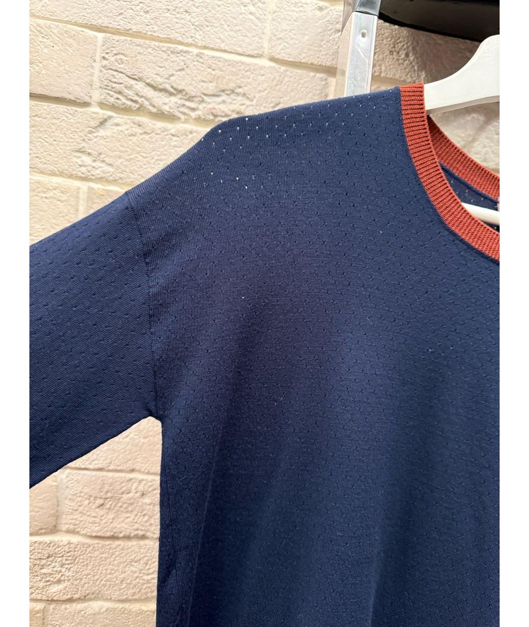 LORO PIANA Темно-синий шерстяной джемпер / свитер, фото 8