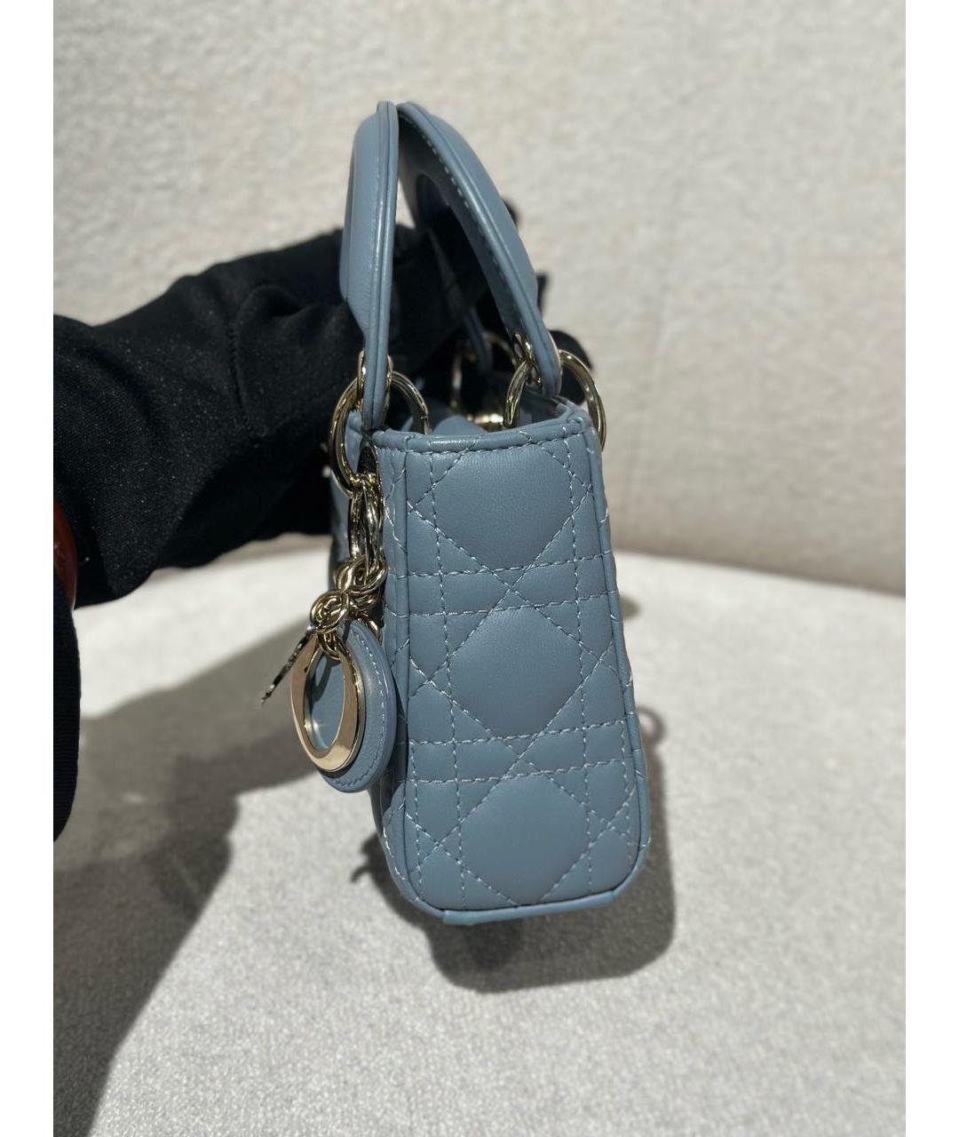 CHRISTIAN DIOR Голубая кожаная сумка через плечо, фото 3