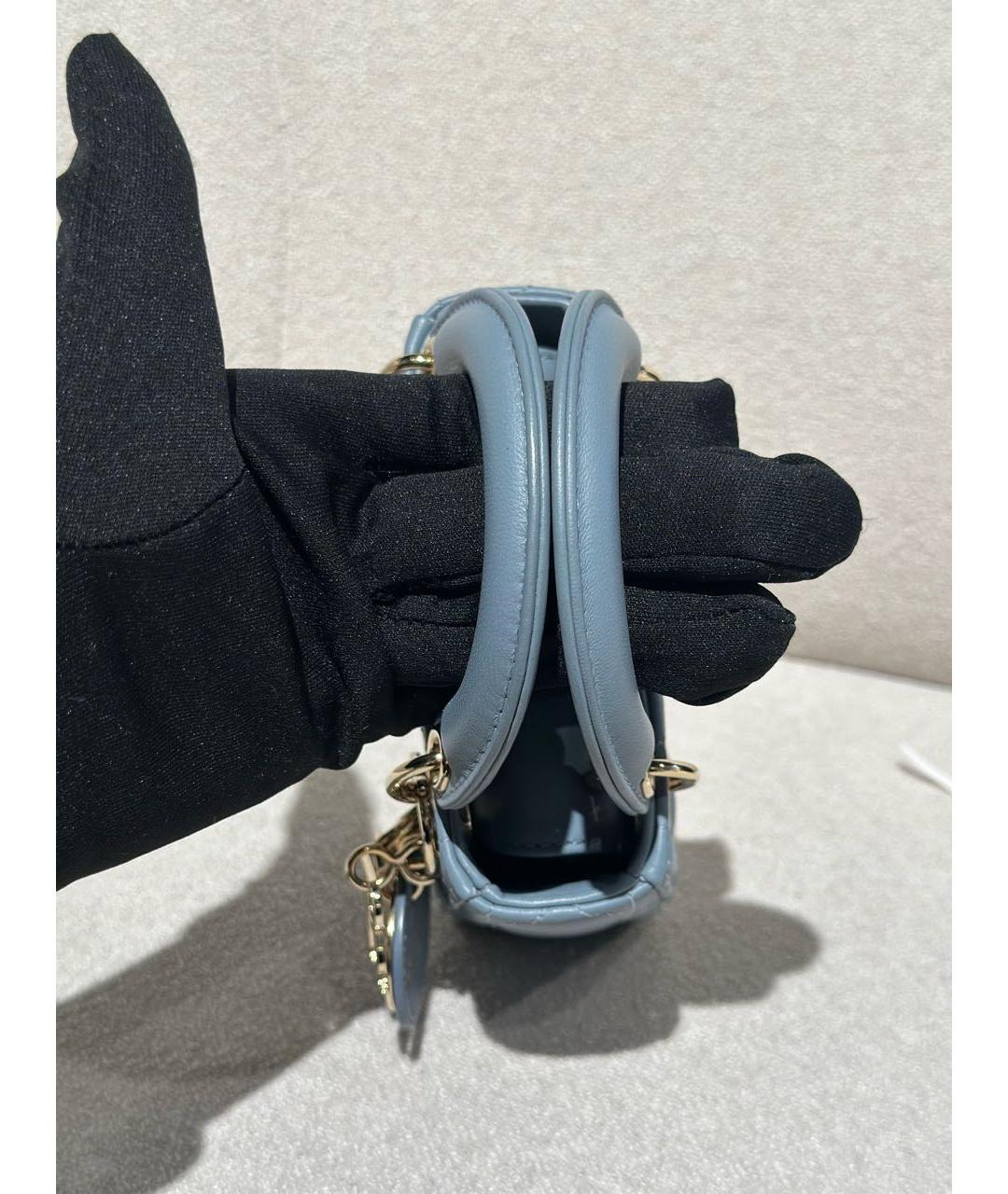 CHRISTIAN DIOR Голубая кожаная сумка через плечо, фото 6