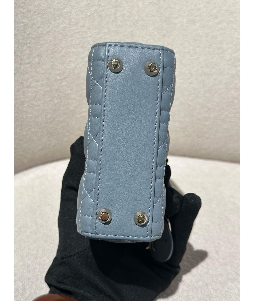 CHRISTIAN DIOR Голубая кожаная сумка через плечо, фото 7