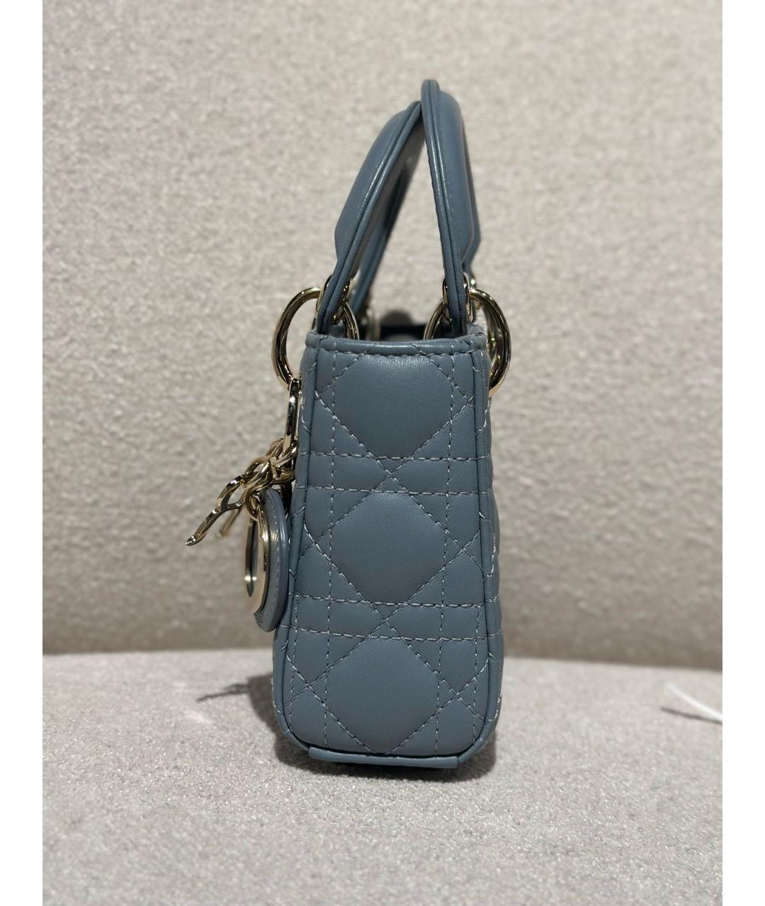 CHRISTIAN DIOR Голубая кожаная сумка через плечо, фото 5