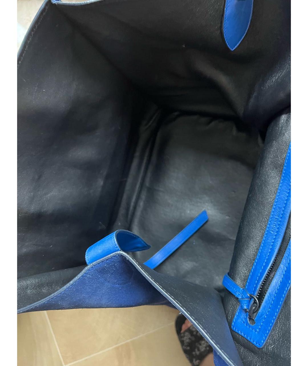 CELINE Синяя замшевая сумка с короткими ручками, фото 4