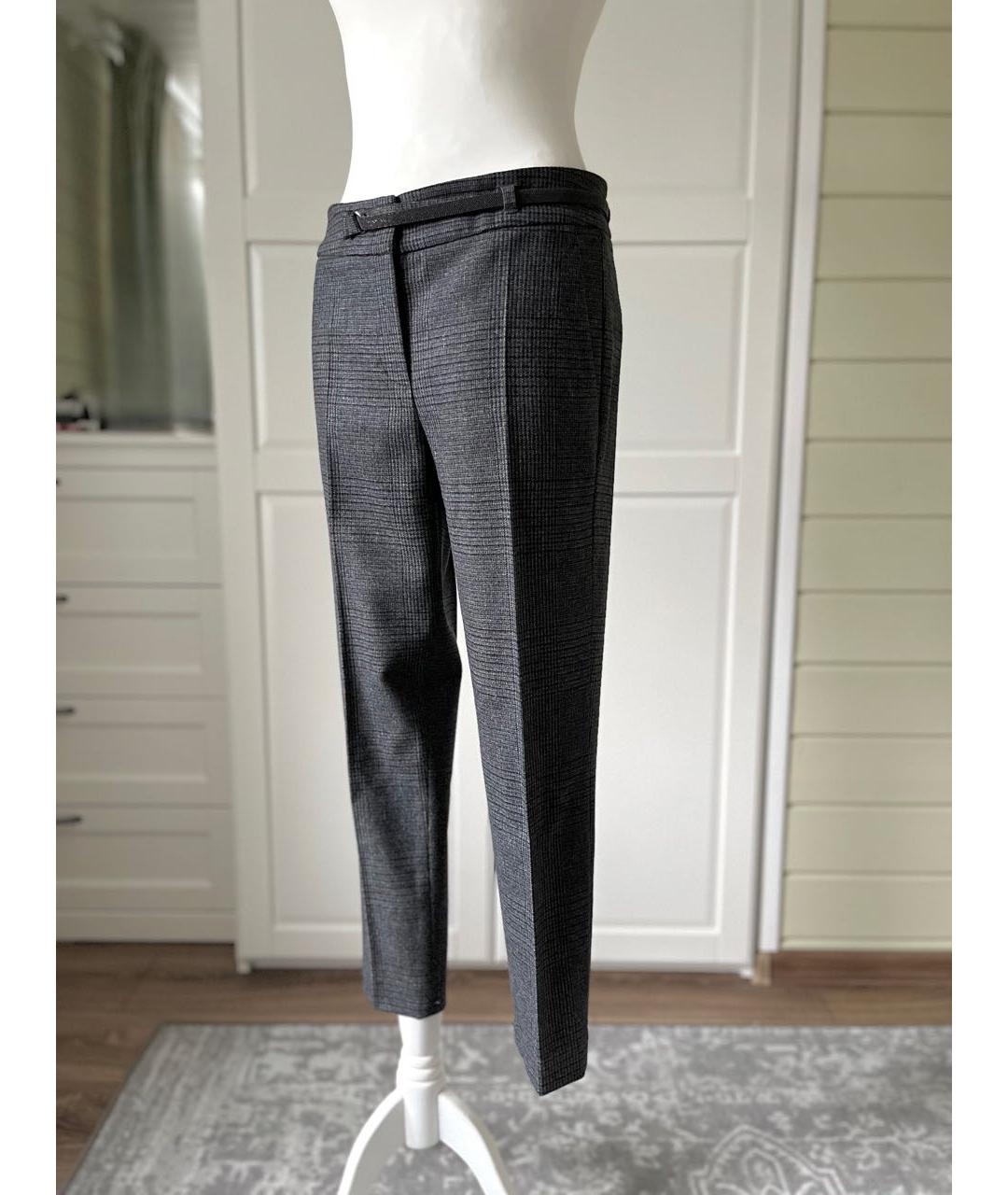 BRUNELLO CUCINELLI Антрацитовые шерстяные брюки узкие, фото 2