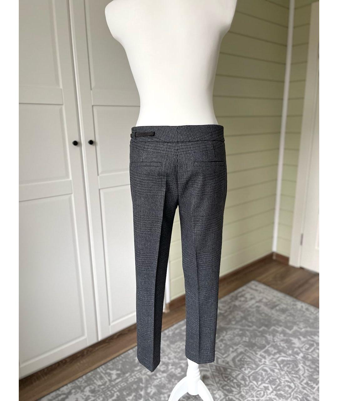 BRUNELLO CUCINELLI Антрацитовые шерстяные брюки узкие, фото 3