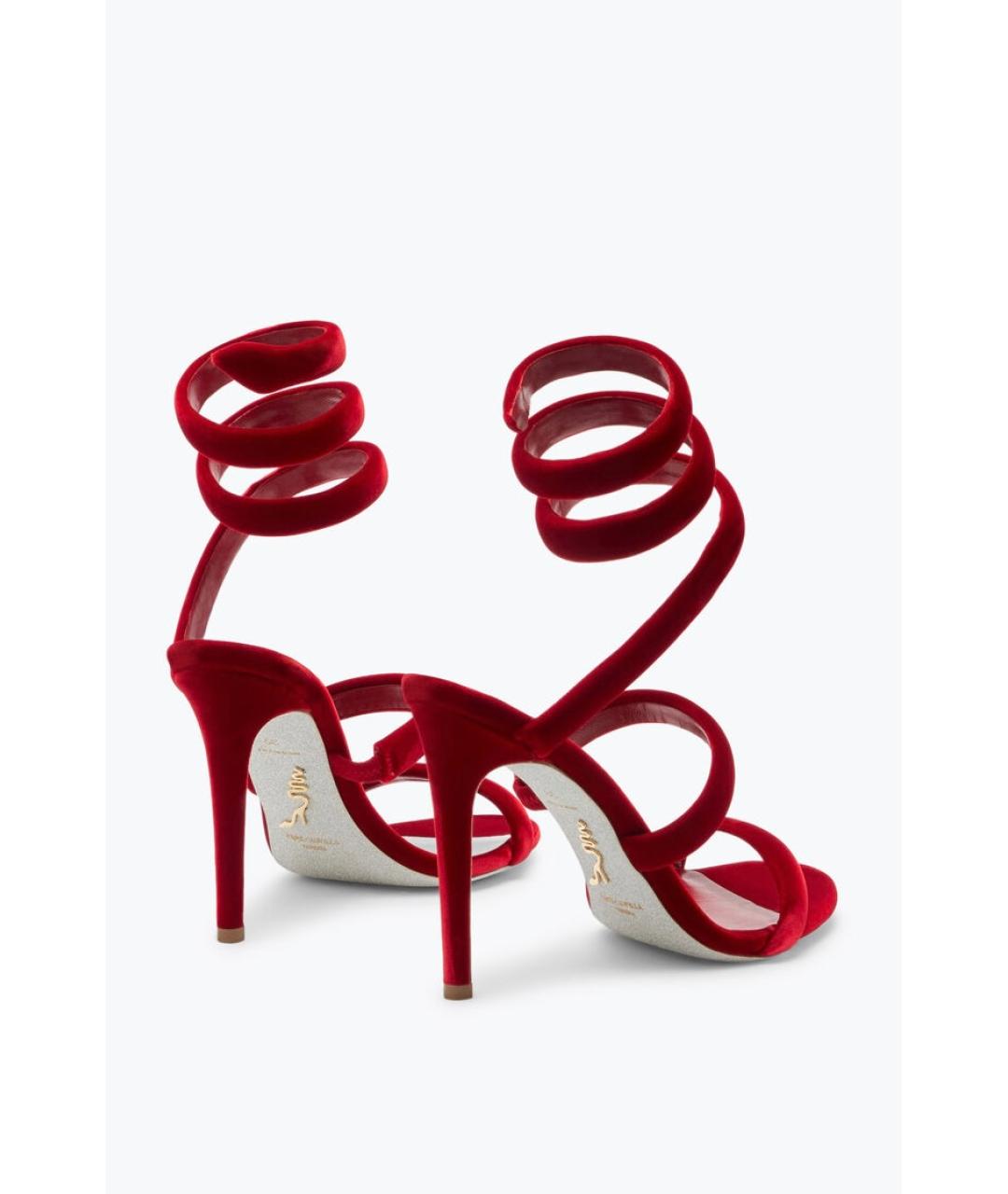 RENE CAOVILLA Красные бархатные босоножки, фото 8