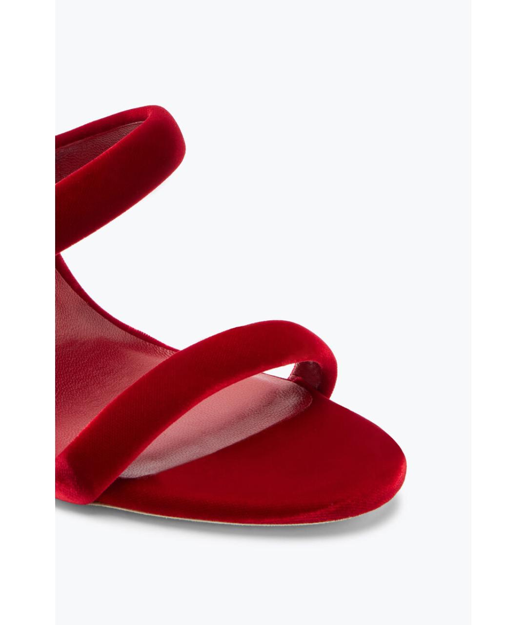 RENE CAOVILLA Красные бархатные босоножки, фото 7