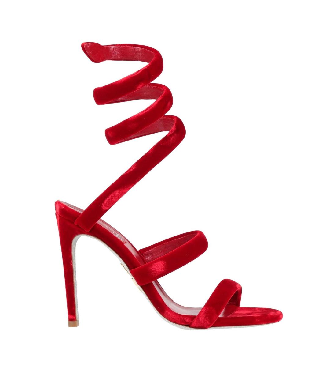 RENE CAOVILLA Красные бархатные босоножки, фото 1
