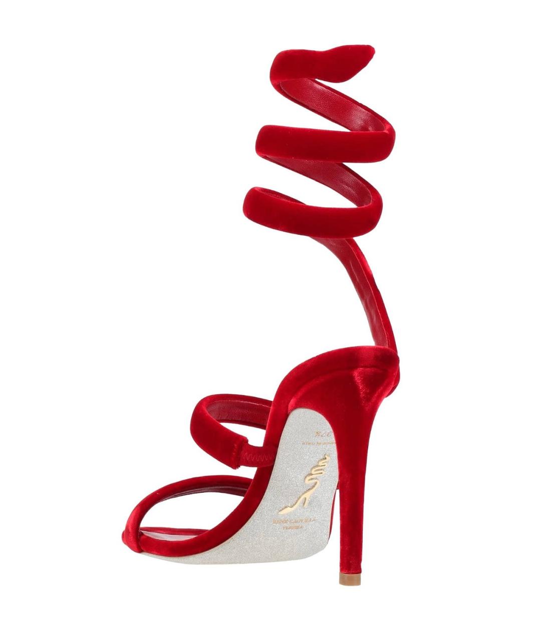 RENE CAOVILLA Красные бархатные босоножки, фото 4