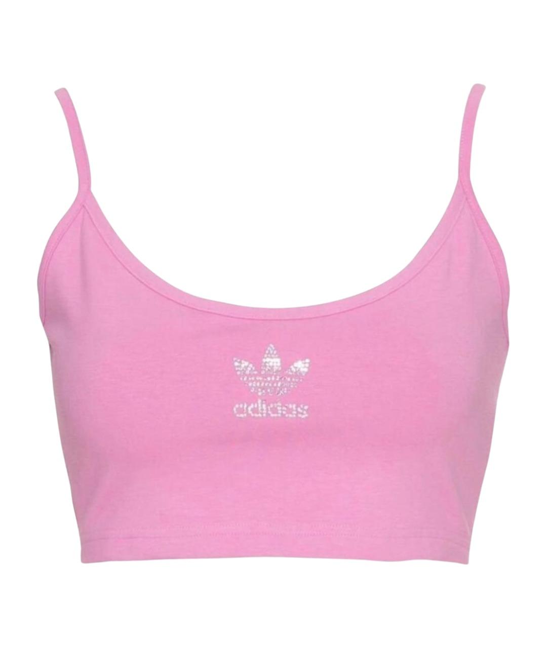 ADIDAS Розовая хлопко-эластановая майка, фото 1