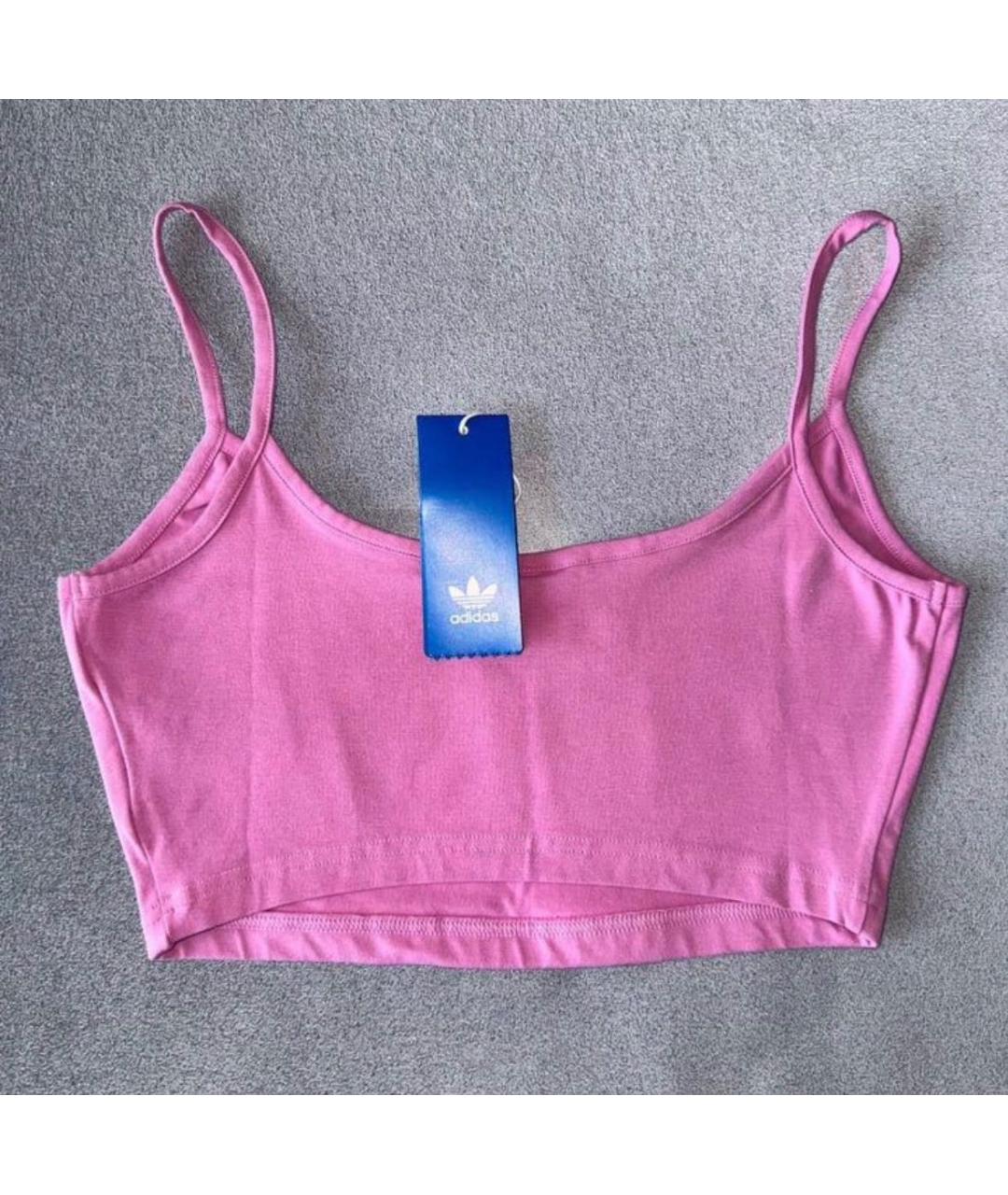 ADIDAS Розовая хлопко-эластановая майка, фото 3